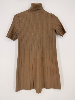 COS Brown Ribbed Turtleneck Mini Dress